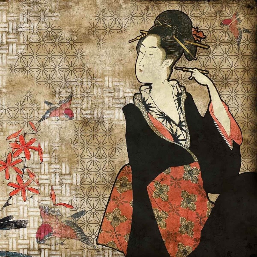 Fantasy Wallpapers Etoffe | Geisha Graffiti Panel - Coordonne