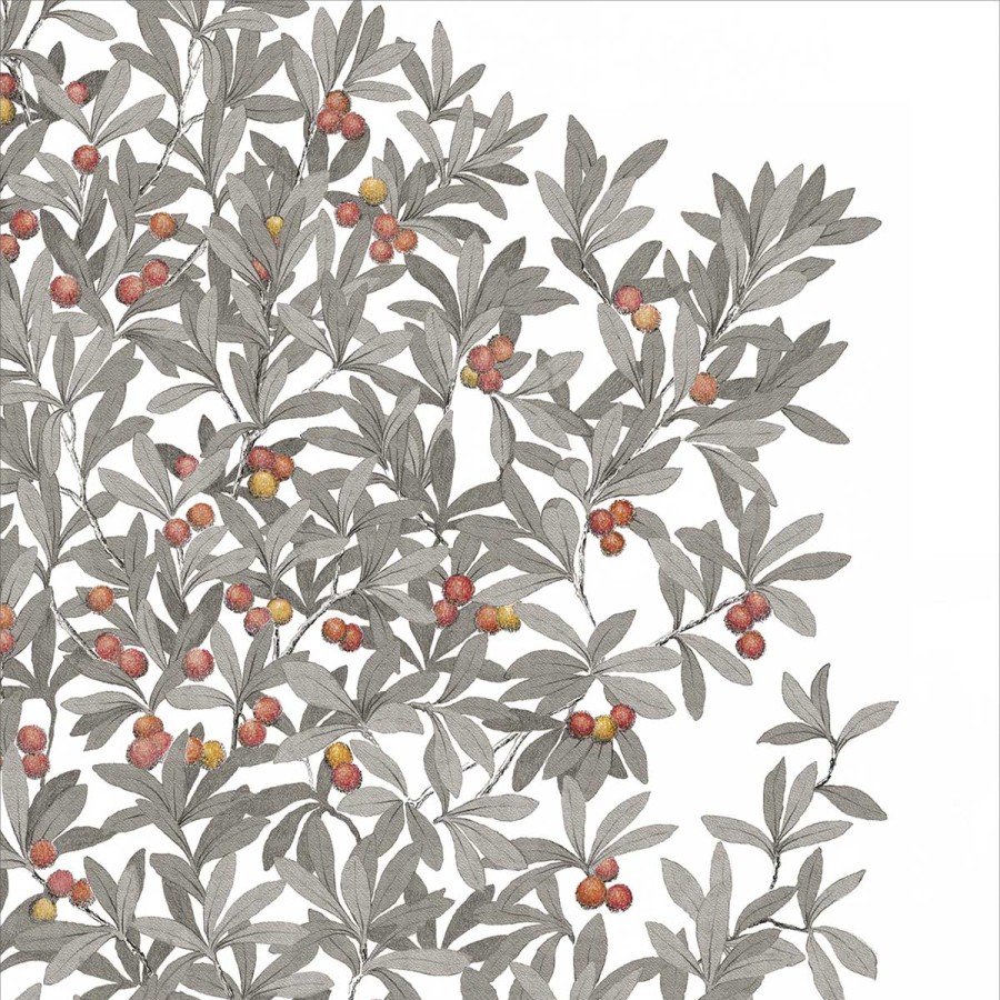 Floral Wallpapers Etoffe | Arbustes Gris Panel - Isidore Leroy