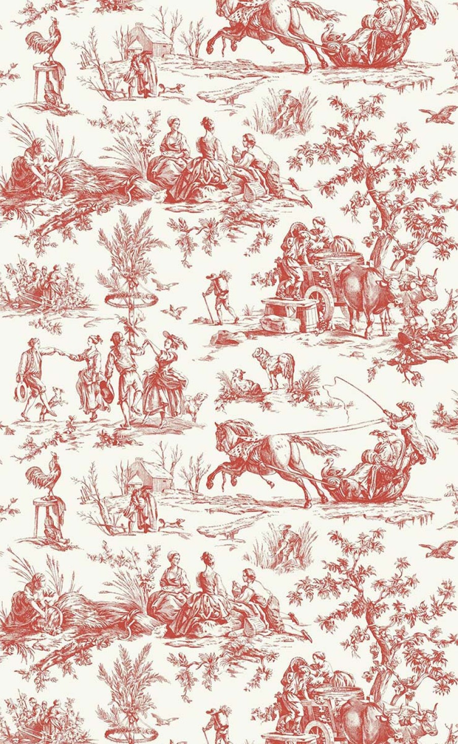 Fantasy Wallpapers Etoffe | Bucolic Toile Wallpaper - Coordonne