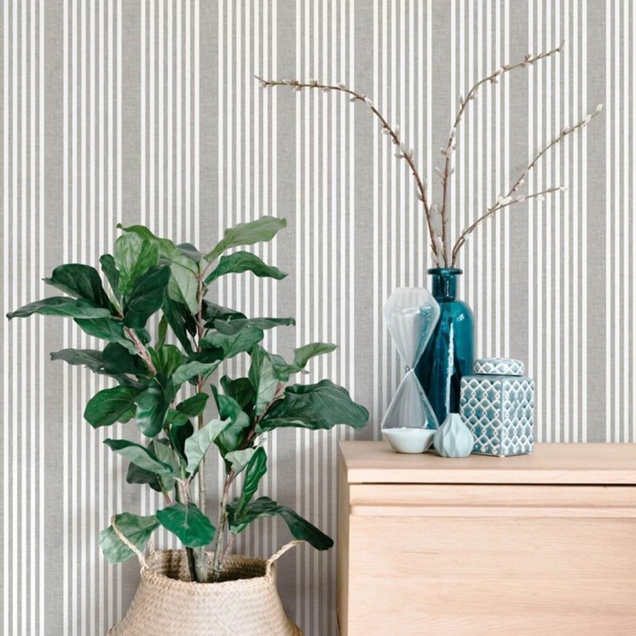 Striped Wallpapers Etoffe | French Linen Stripe Wallpaper - York Wallcoverings