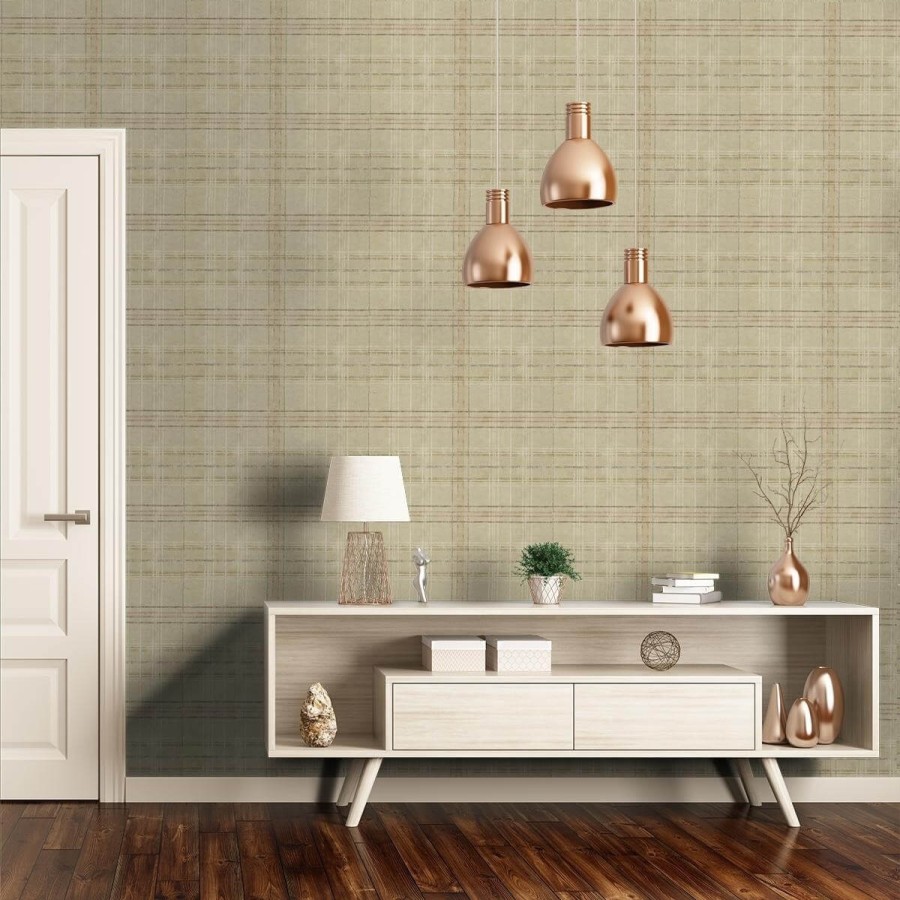 Semi-Plain Wallpapers Etoffe | Shetland Plaid Wallpaper - Mulberry