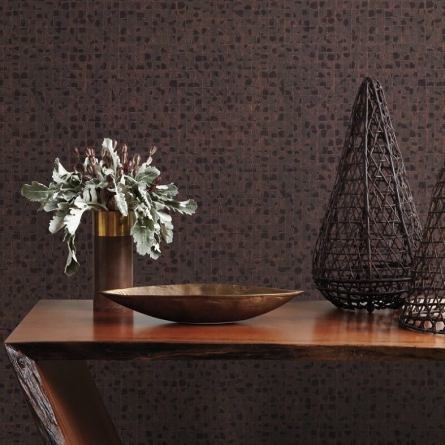 Checked Wallpapers Etoffe | Leather Lux Wallpaper - York Wallcoverings